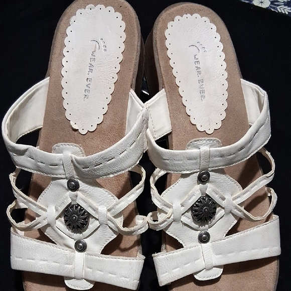 Oakley White Strappy Slide Sandals - Picture 1 of 7